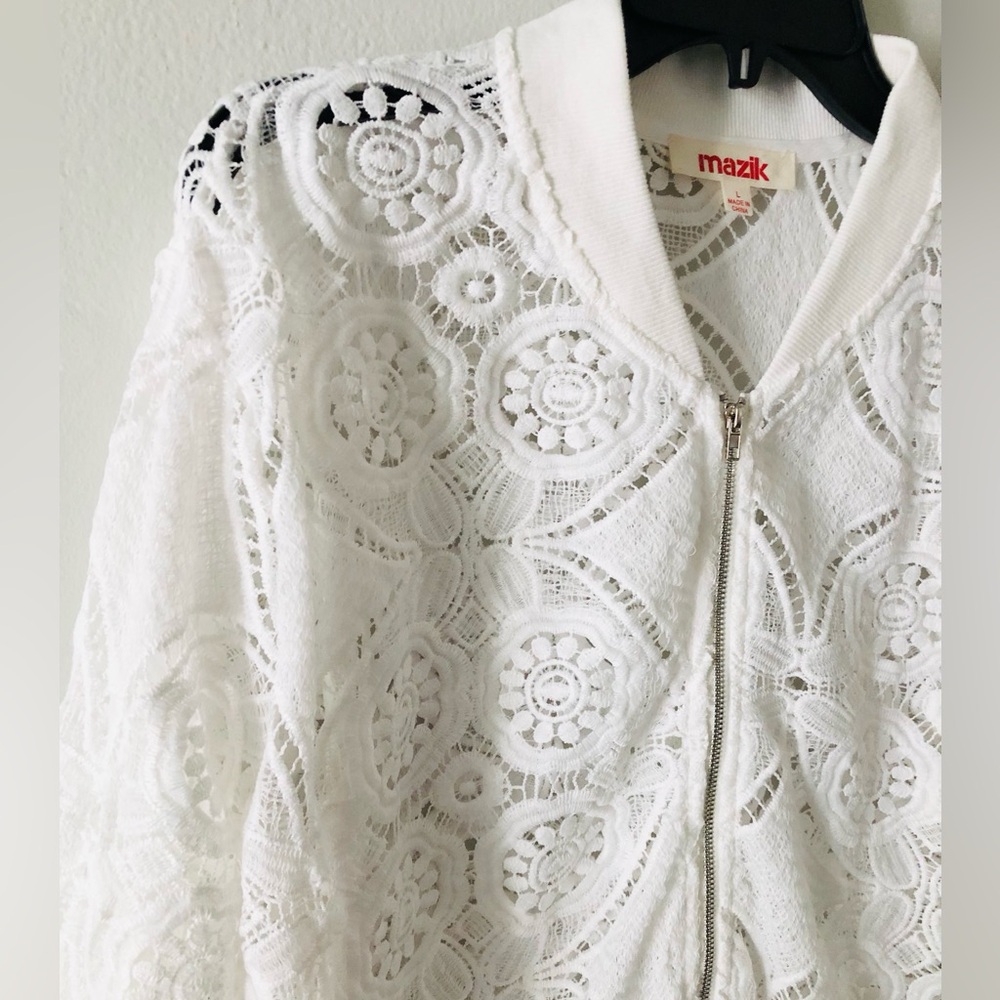 Mazik Lace Zip-Front Bomber Jacket - Picture 3 of 5